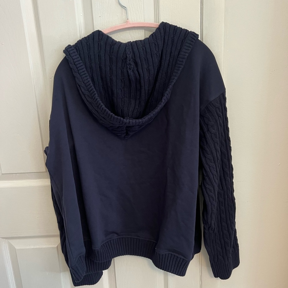 WeWoreWhat Dark Blue Women's Cable Knit Zip Up